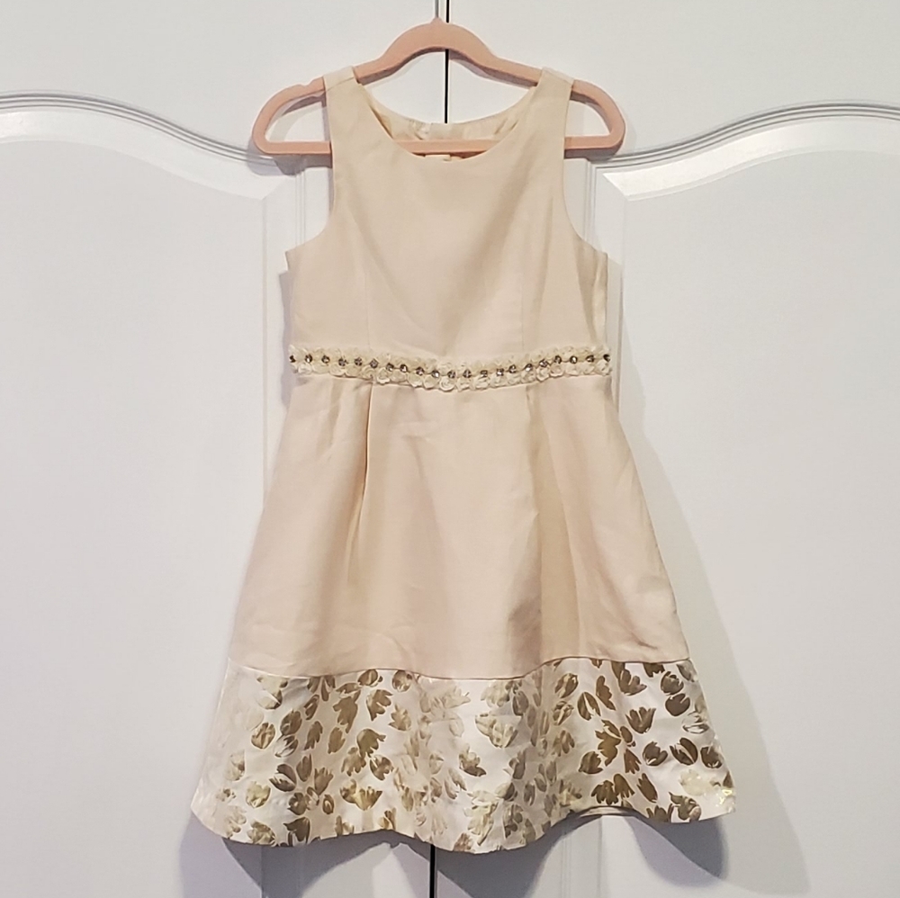 Camilla Cream and Gold Floral Kids Dress